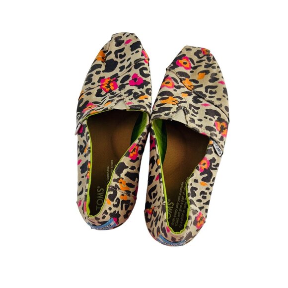 TOMS Women's Leopard Print Canvas Slip On Shoes size 8 Flats - Picture 3 of 5